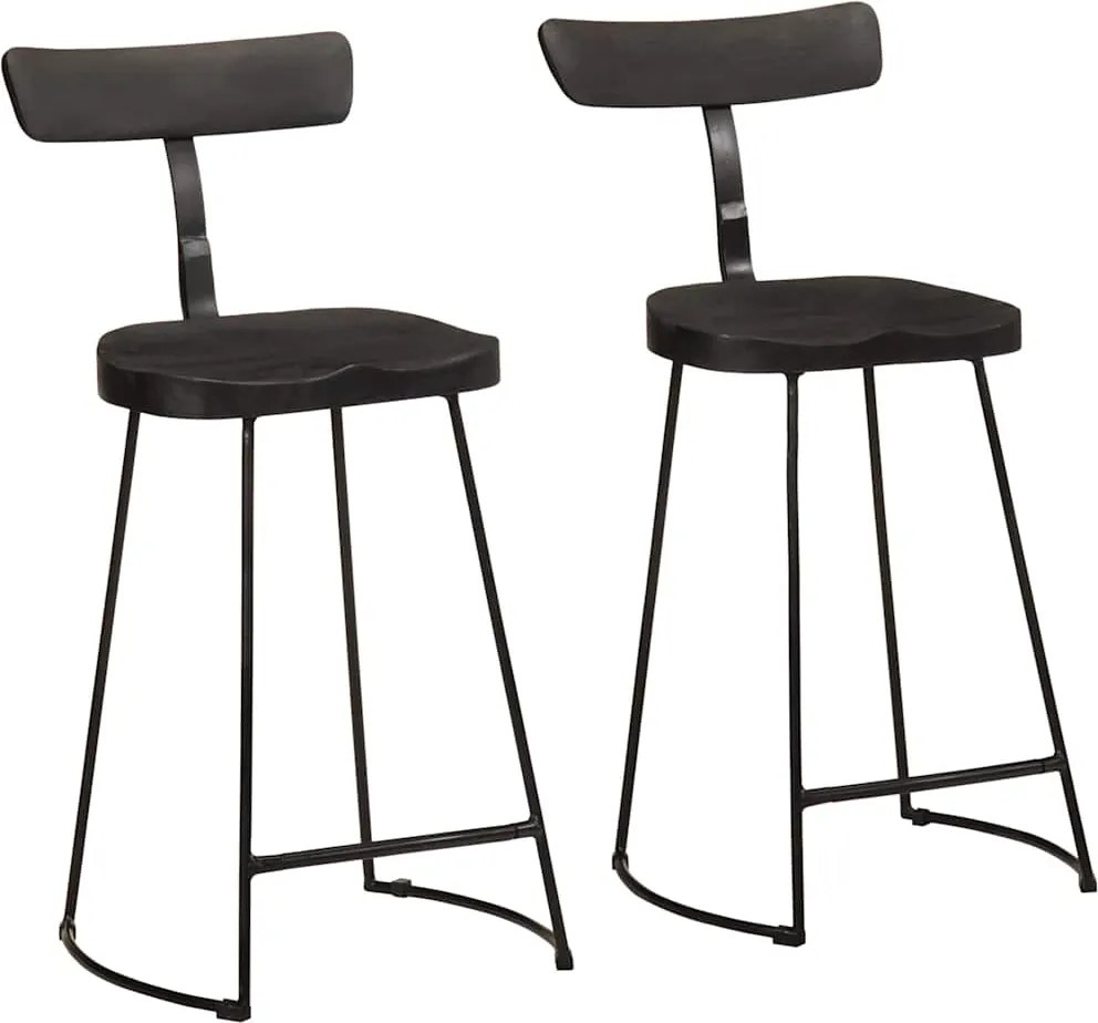 vidaXL 2 db fekete tömör mangófa bárszékek 49x43x88 cm