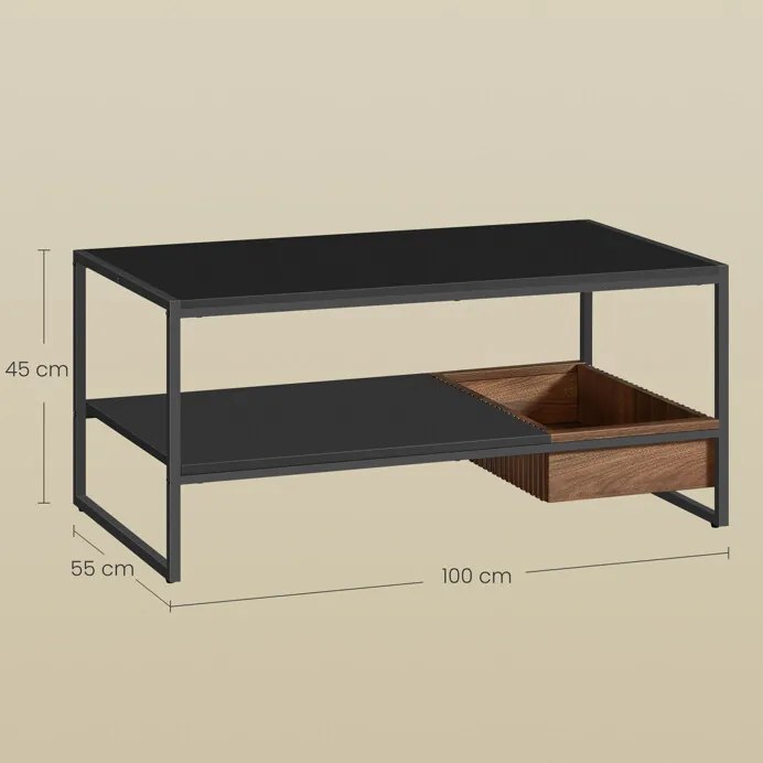 Dohányzóasztal 100×55 cm, MDF, Dió. AKF-E1081 BK