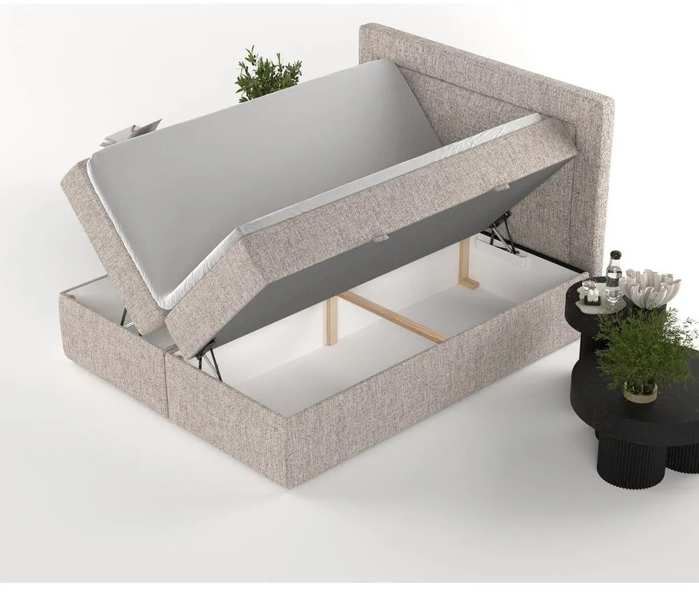 Világosbarna ágyneműtartós boxspring ágy 180x200 cm Imagine – Maison de Rêve