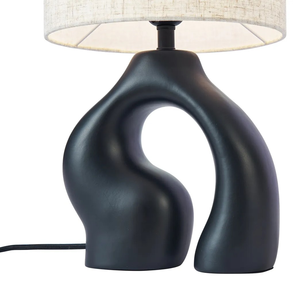 Japandi asztali lámpa fekete vászonernyővel - Dahlia