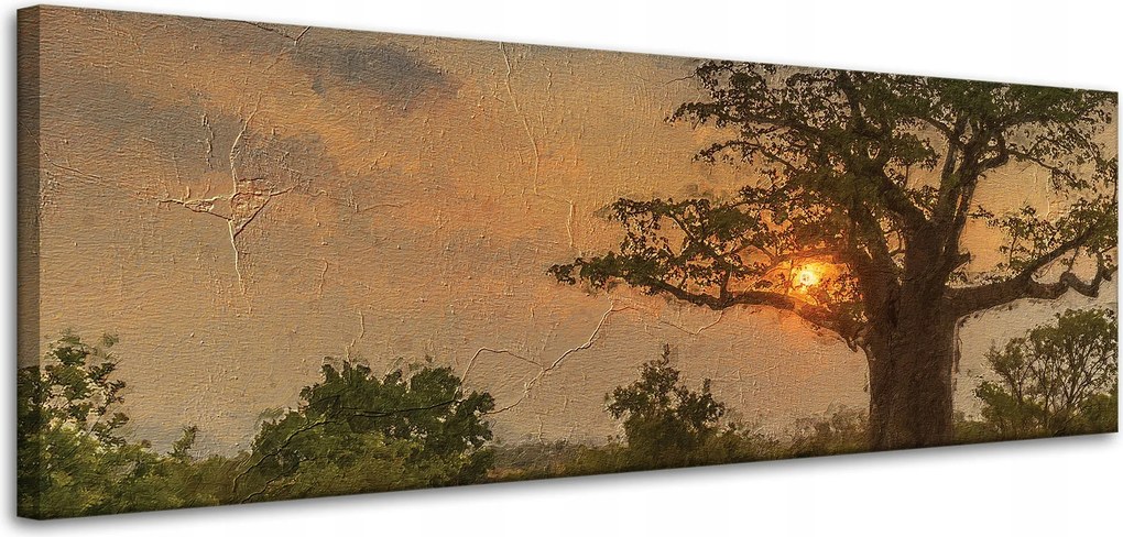 Vászonkép Lenyugvó nap a szavannán 120x40 cm Ideális ajándék