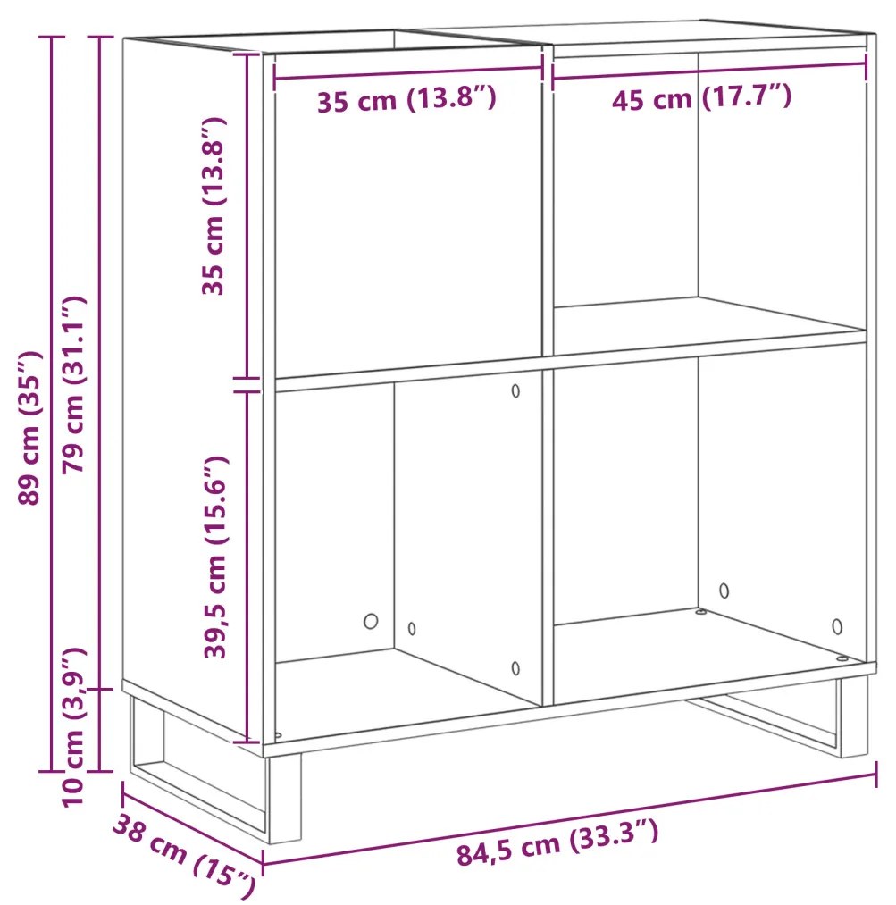 Rekord Szekrény Kézműves Tölgy 84,5x38x89 cm Mérnöki Fa