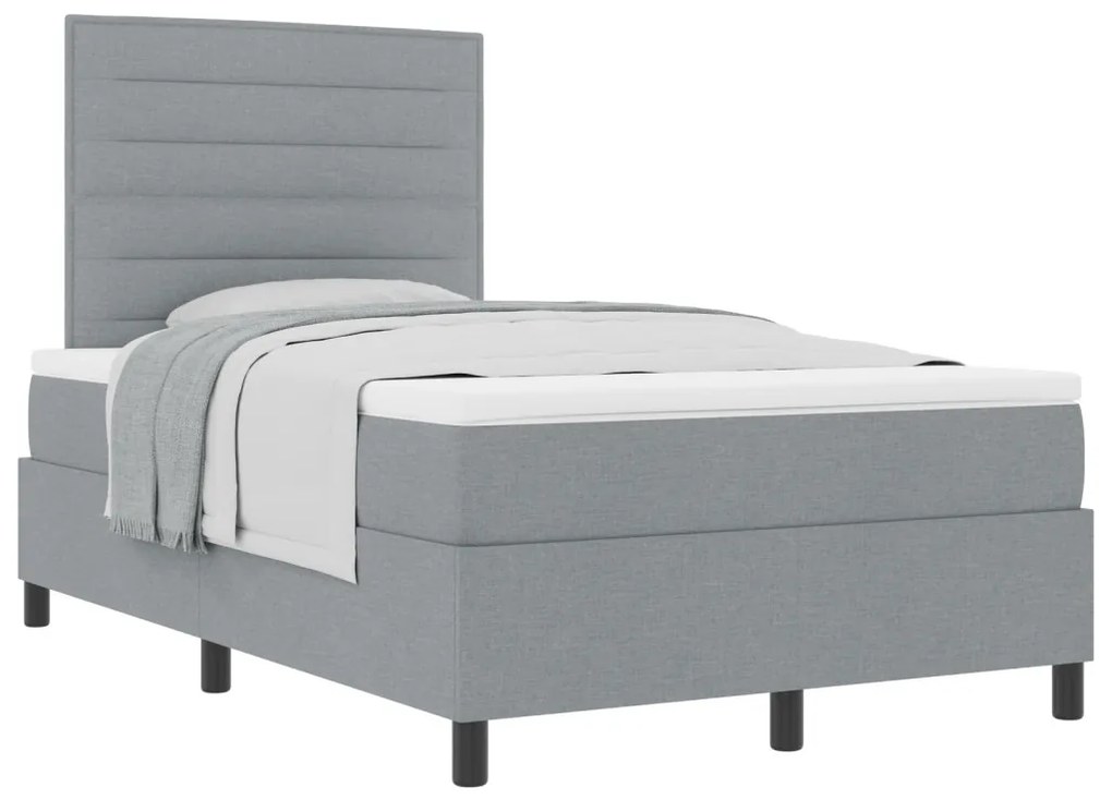 Box Spring Ágy Matraccal Világosszürke Kis Dupla Szövet