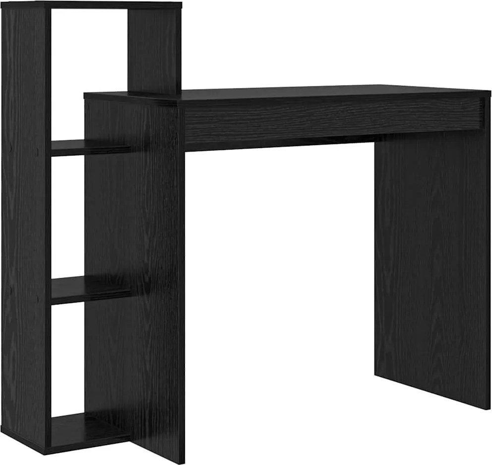 vidaXL Asztal polcokkal Fekete tölgy 100 x 40 x 90 cm Faanyag