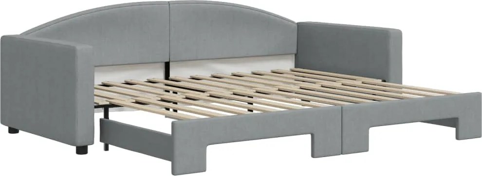 vidaXL világosszürke kihúzható szövet heverő 90 x 200 cm