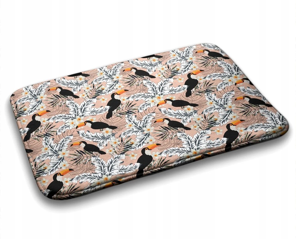 Fürdőszobaszőnyeg Madaras Tukán Növények 75x45