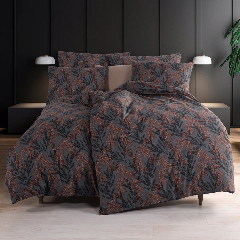 4Home Midnight Fern pamut ágyneműhuzat renforcé , 140 x 200 cm, 70 x 90 cm