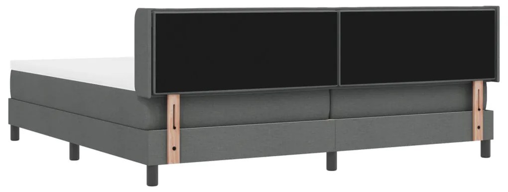 Boxspring ágy matraccal sötétszürkében, 200 x 200 cm, szövet