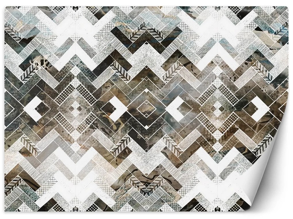 Gario Fotótapéta Geometrikus halszálkás mintázat Anyag: Vlies, Méret: 150 x 105 cm