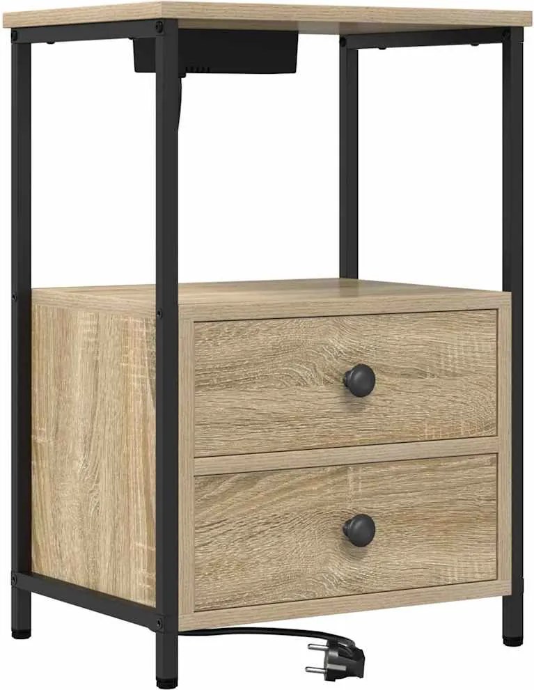 vidaXL Éjjeliszekrény fiókkal Sonoma tölgy 40 x 31 x 60 cm Faanyag