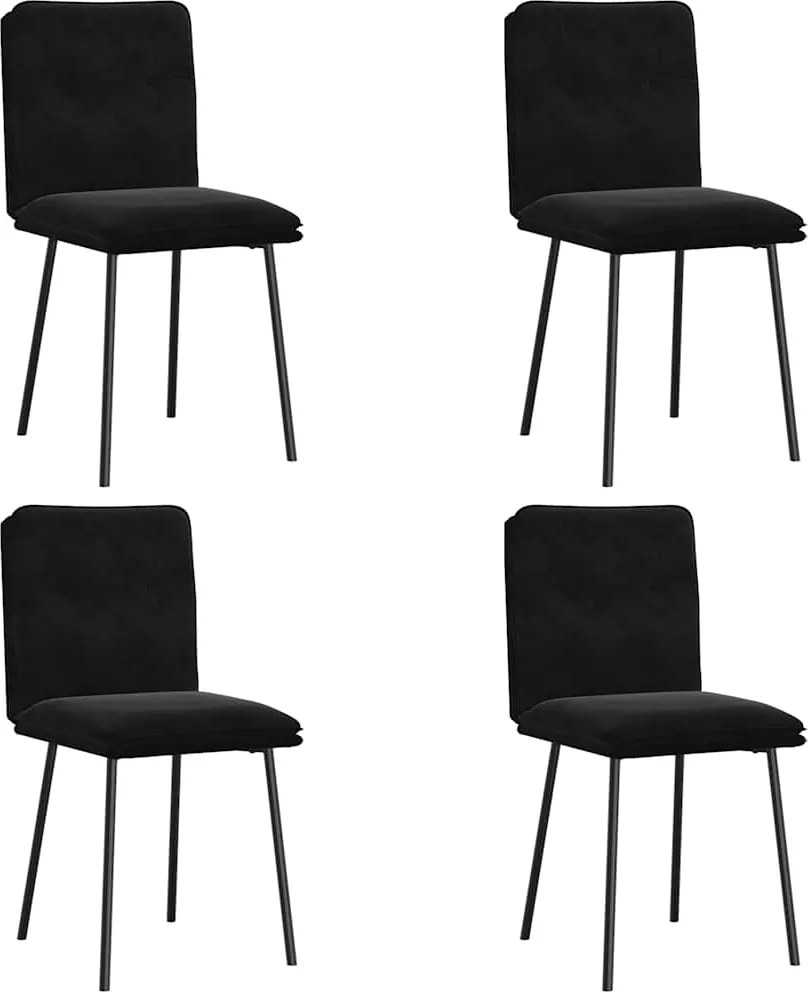 vidaXL 4 db fekete bársony étkezőszék