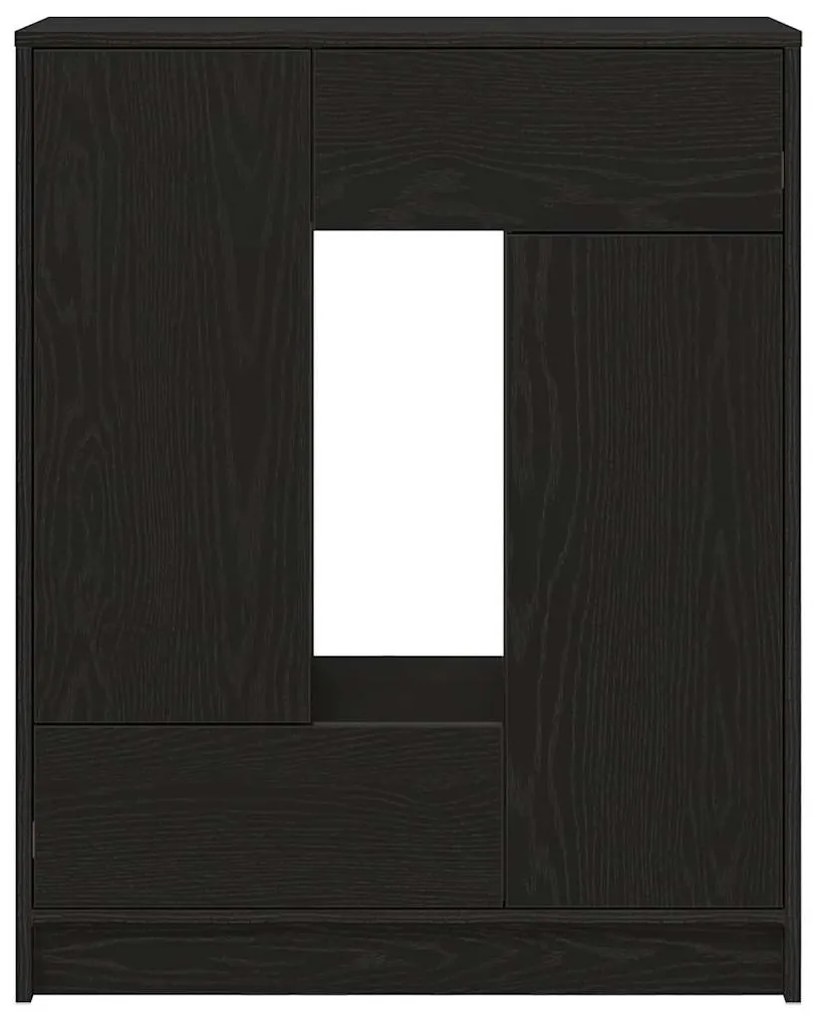 fekete tölgy komód fiókokkal és ajtókkal 73x31x90 cm