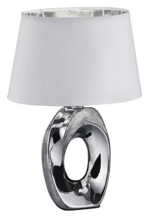 Taba fehér-ezüstszínű kerámia-szövet asztali lámpa, magasság 33 cm - Trio