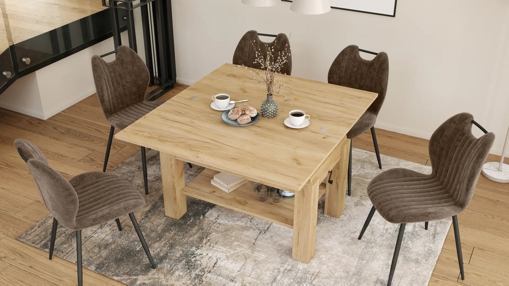 Mazzoni BRAWO Arany Tölgy - NYITHATÓ/MAGASÍTHATÓ DOHÁNYZÓASZTAL POLCCAL ÉTKEZŐASZTALKÉNT IS HASZNÁLHATÓ