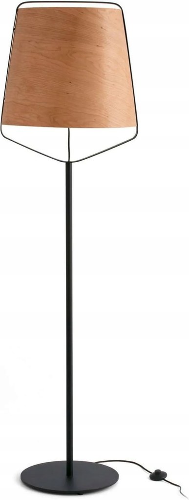 Faro Stood állólámpa, fekete, fa ernyővel, Lúcid dizájn