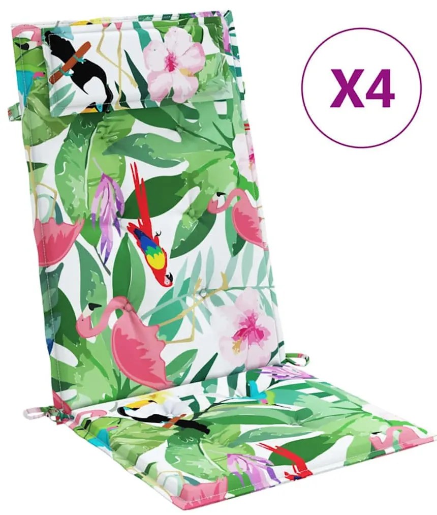 4 db többszínű oxford szövet magas háttámlájú székpárna