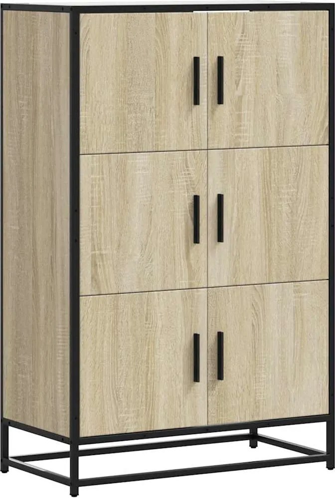 vidaXL Highboard sonoma tölgy 68x35x106,5 cm gépelt fa és fém