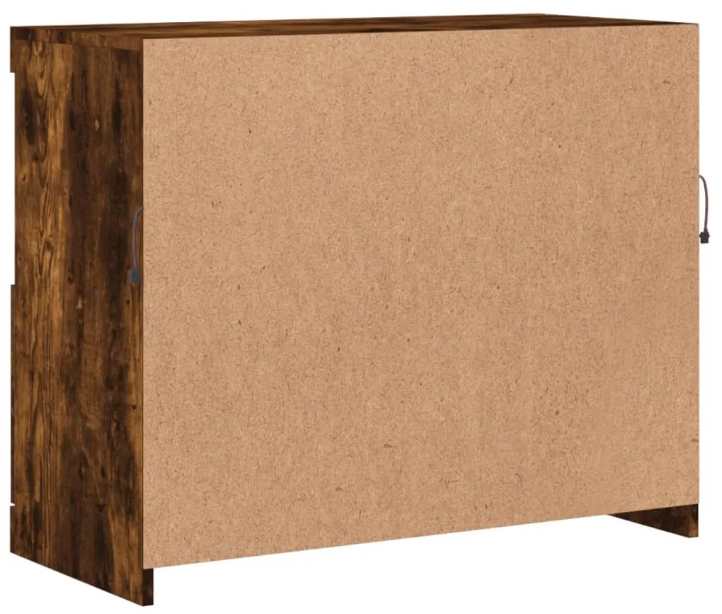 füstös tölgy színű tálalószekrény LED-ekkel 81 x 37 x 67 cm