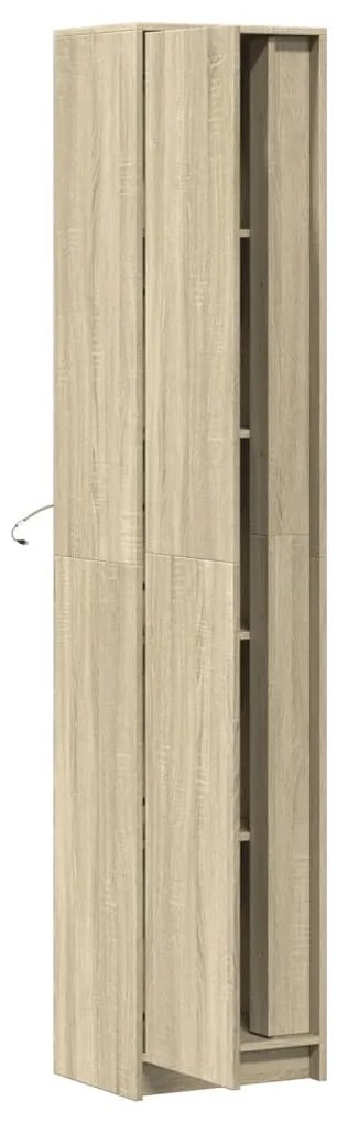 sonoma tölgy szerelt fa LED-es magasszekrény 41,5x32,5x200 cm