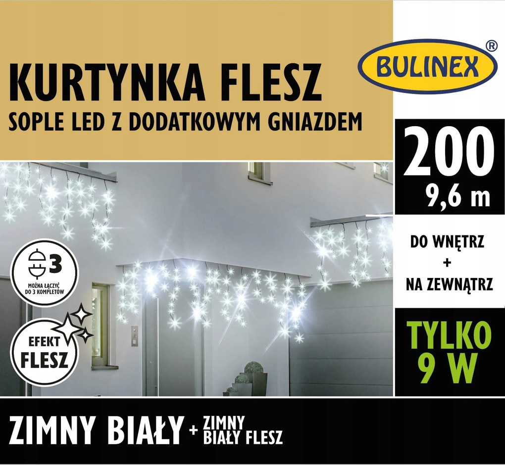 Lámpák Bulinex 200led hideg fehér 9,60m Jégcsap