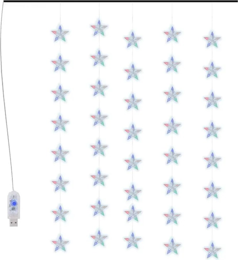 vidaXL 8 funkciós csillagdíszes fényfüggöny 200 színes LED-del