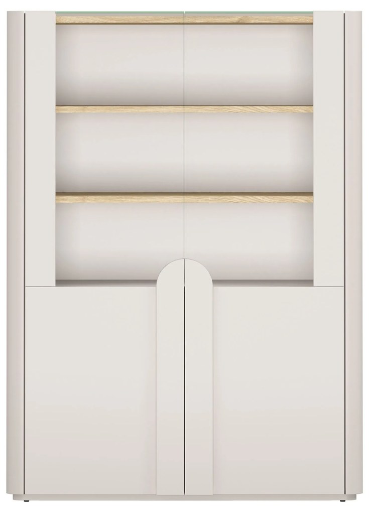 Amilio vitrines szekrény 100 cm kétszárnyú - kasmír / olajozott tölgy / kasmír fogantyúk