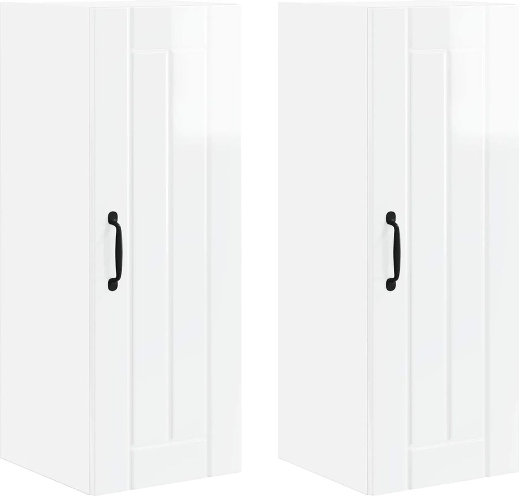 vidaXL Konyhaszekrény 2 pcs Magas Fényű Fehér 30 x 31 x 80 cm Faanyag