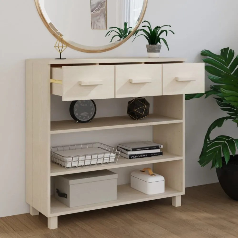 HAMAR mézbarna tömör fenyőfa tálalóasztal 90 x 35 x 90 cm