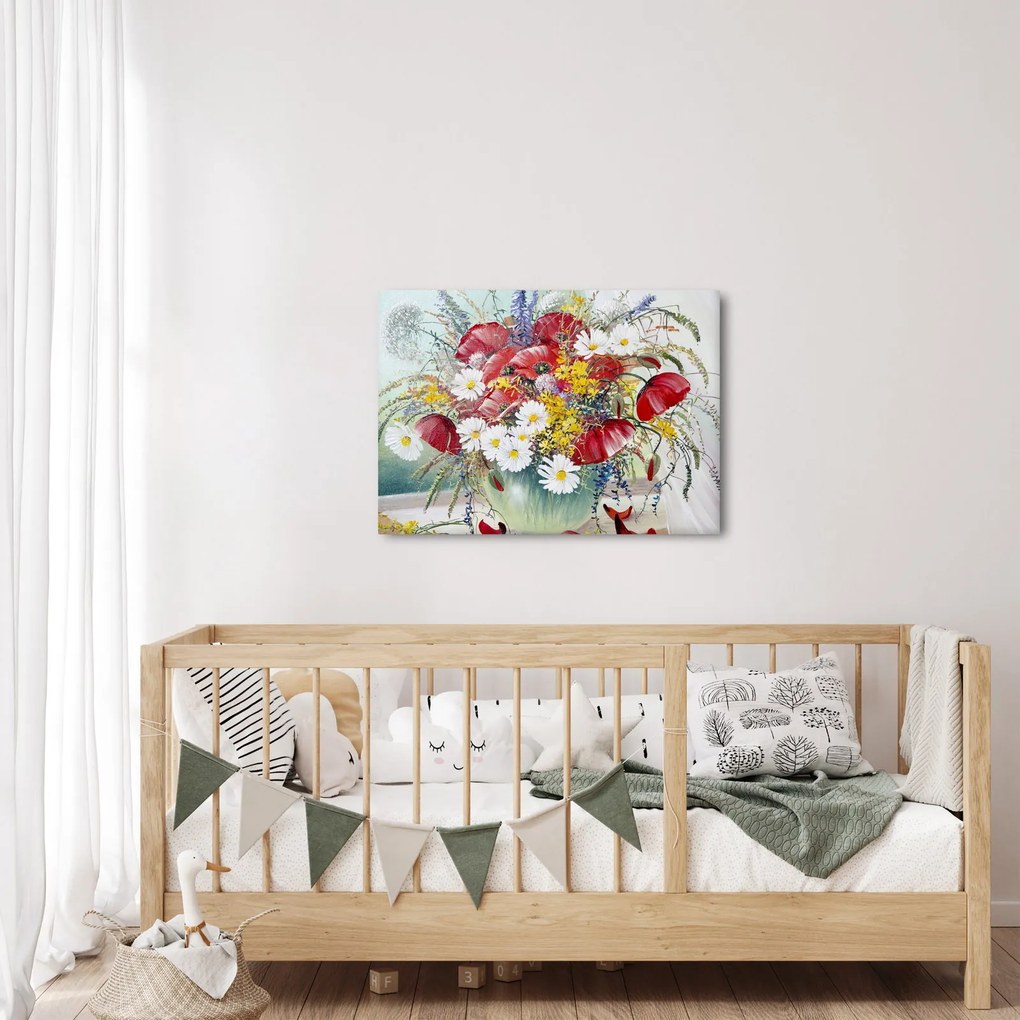 Egy váza képe vadvirágokkal (70x50 cm)