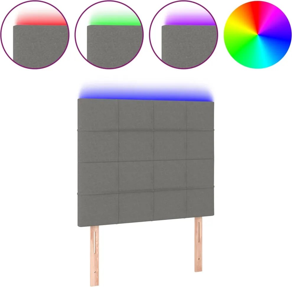 vidaXL sötétszürke szövet LED-es fejtámla 80x5x118/128 cm