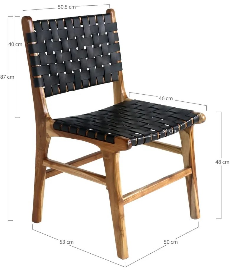 Fekete-barna teakfa étkezőszék szett 2 db-os Perugia – House Nordic