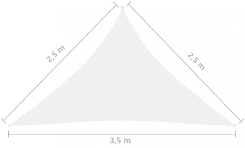 fehér háromszögű oxford-szövet napvitorla 2,5 x 2,5 x 3,5 m
