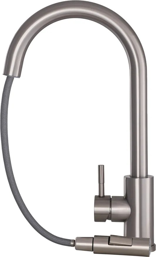 Gamma Taru Slim, magas mosogató csaptelep h-400, csiszolt acél, GMA-BTS-IX