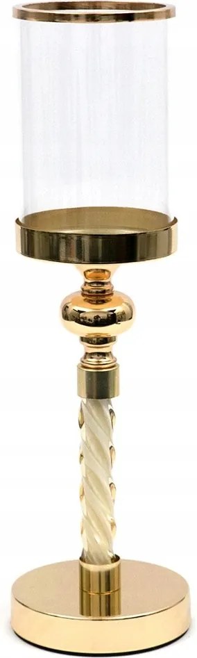 Gyertyatartó Fém Arany 43cm Üveg Búrával 1 Gyertyához 40 45