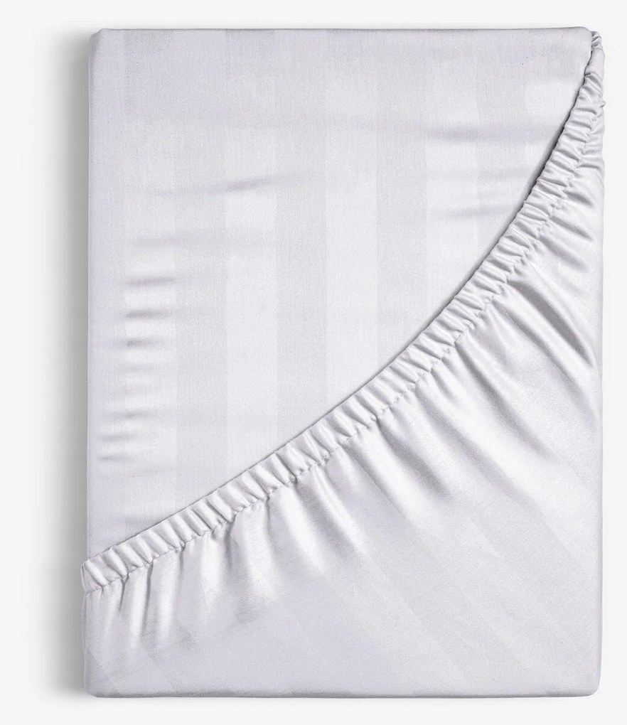 Goldea körgumis damaszt lepedő - világosszürke csíkos 140 x 200 cm
