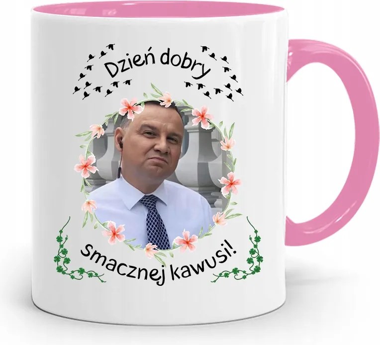 Andrzej Duda Pis Rózsaszín Elnöki Bögre fényképes nyomattal