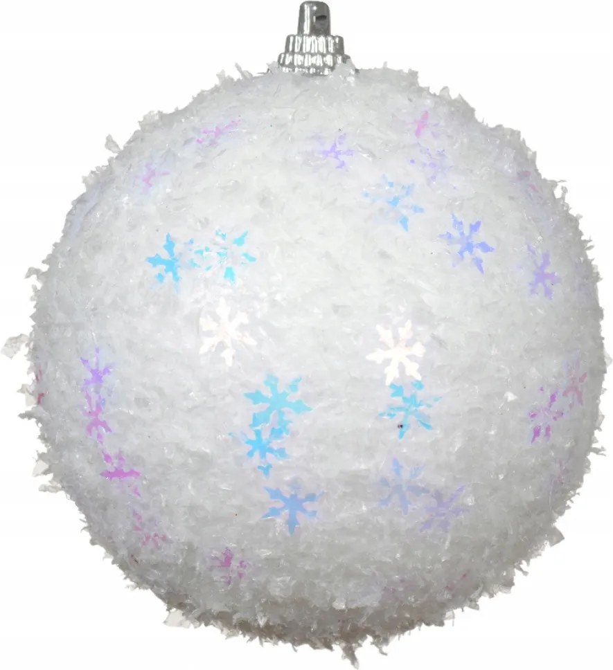 Karácsonyfadísz kerek fehér hópelyhekkel karácsonyfára 10cm