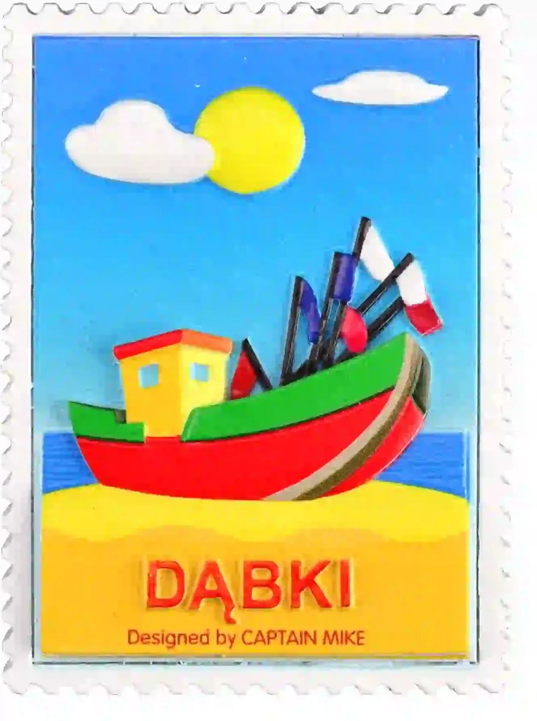 Postaláda alakú mágnes tengeri motívummal Tölgy