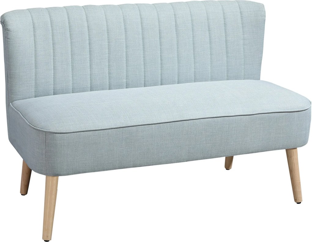 HOMCOM 2 személyes kanapé, kis vászonhatású kárpitozású ülőgarnitúra nappaliba és hálószobába, világoszöld (117 x 56,5 x 77 cm) | Aosom