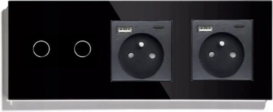 Érintőkapcsoló Dupla Lépcső 2 Db Usb-c Üveg Aljzat