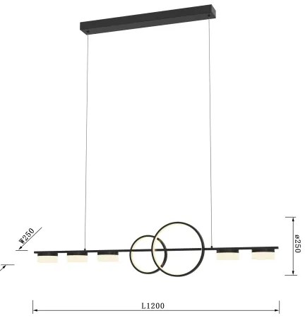 Wofi 7030-702 - LED Dimmelhető csillár zsinóron MESSINA LED/57W/230V fekete