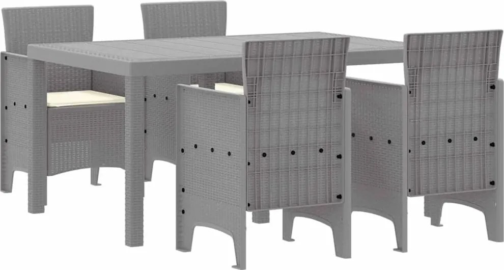 vidaXL Kert étkező szett 5 pcs Világosszürke Polt rattan