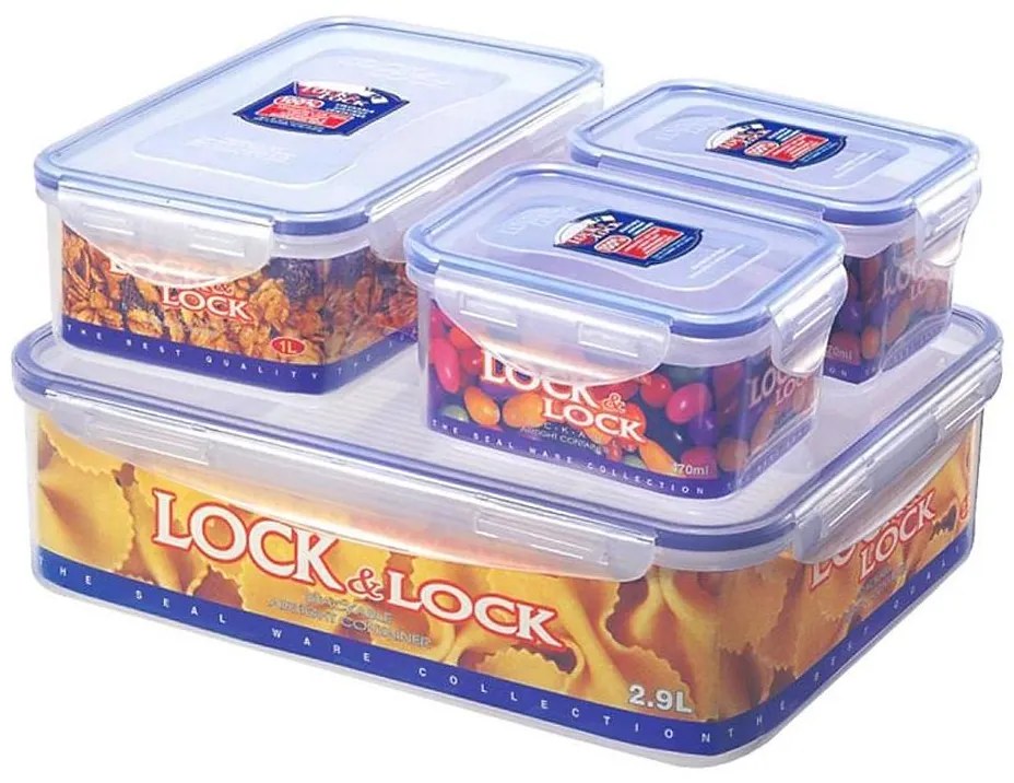 SZET 4x LOCK élelmiszertároló 0,47/1/3,9 l kék/átlátszó