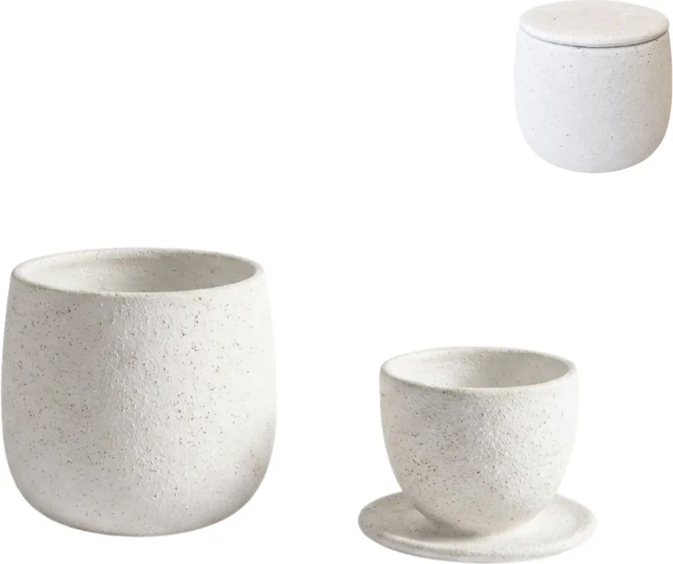 Kétrészes kerámia csésze és edény készlet NEST 10 cm, fehér