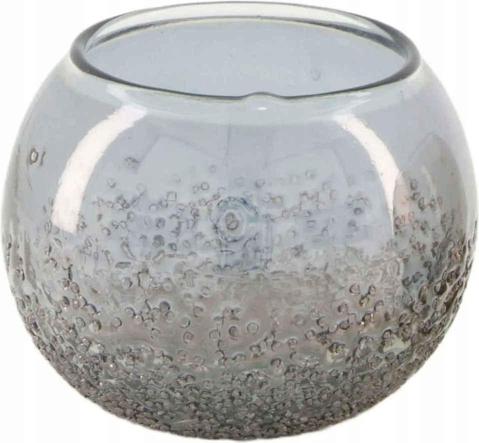 Üveg gyertyatartó teamécsestartó szürke 13cm