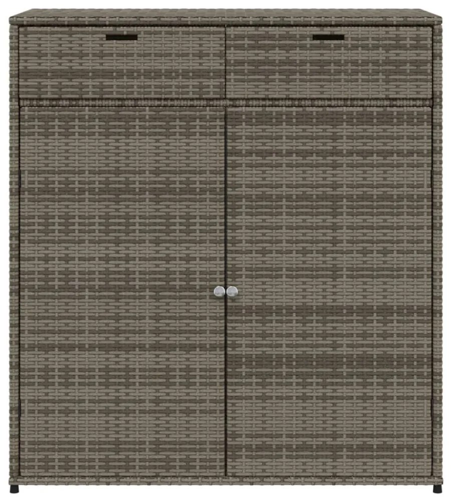 szürke polyrattan kerti tárolószekrény 105 x 55 x 113 cm