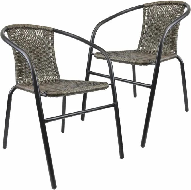 Kerti szék szett egymásra rakható 2 db fekete-szürke