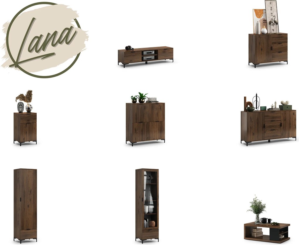 Mazzoni LANA SZ-50 szekrény Elegáns Dió - 1 AJTÓS FIÓKOS RUHÁSSZEKRÉNY