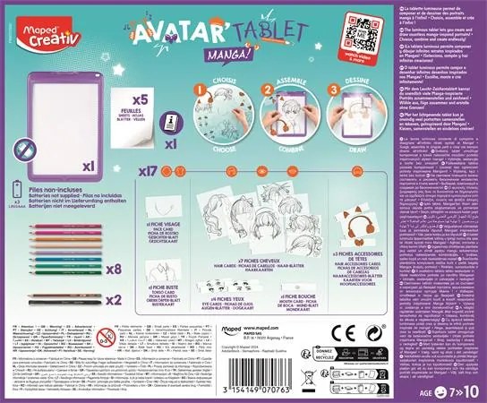 Kreatív rajzkészlet, MAPED CREATIV Avatar Tablet Manga (IMAC907076)