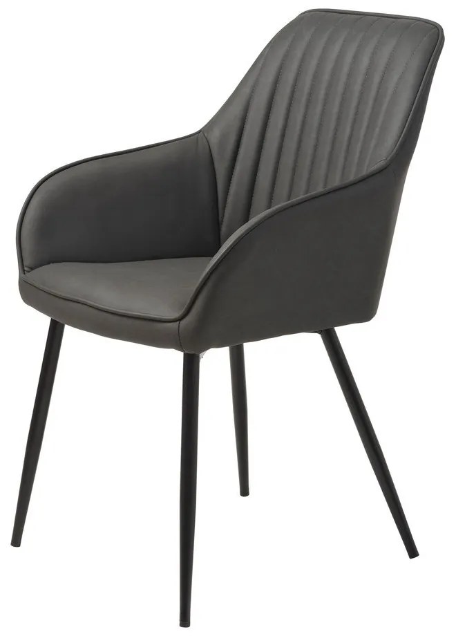 Sötétszürke kárpitozott karfás étkezőfotel szett 2 db-os Nolan Stripe – Unique Furniture